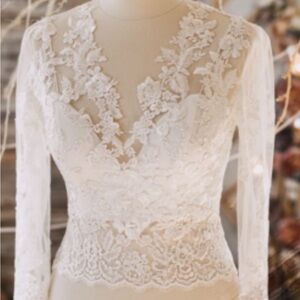 NWOT Elegant Sheer Floral Lace Bridal Top